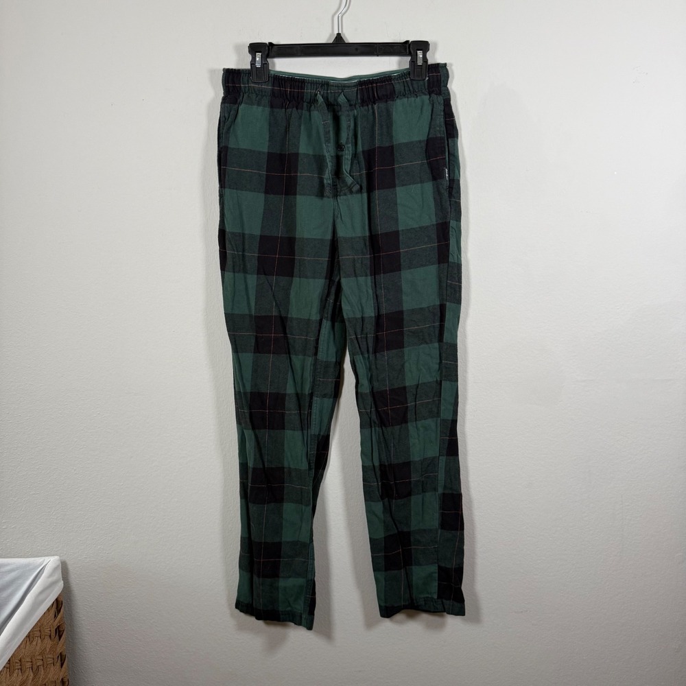 Eddie Bauer Mens Green Black Buffalo Plaid Flannel‎ Pajama Lounge Pants Small